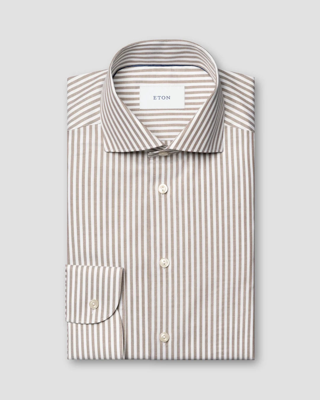 Eton Beige Striped Signature Oxford Shirt