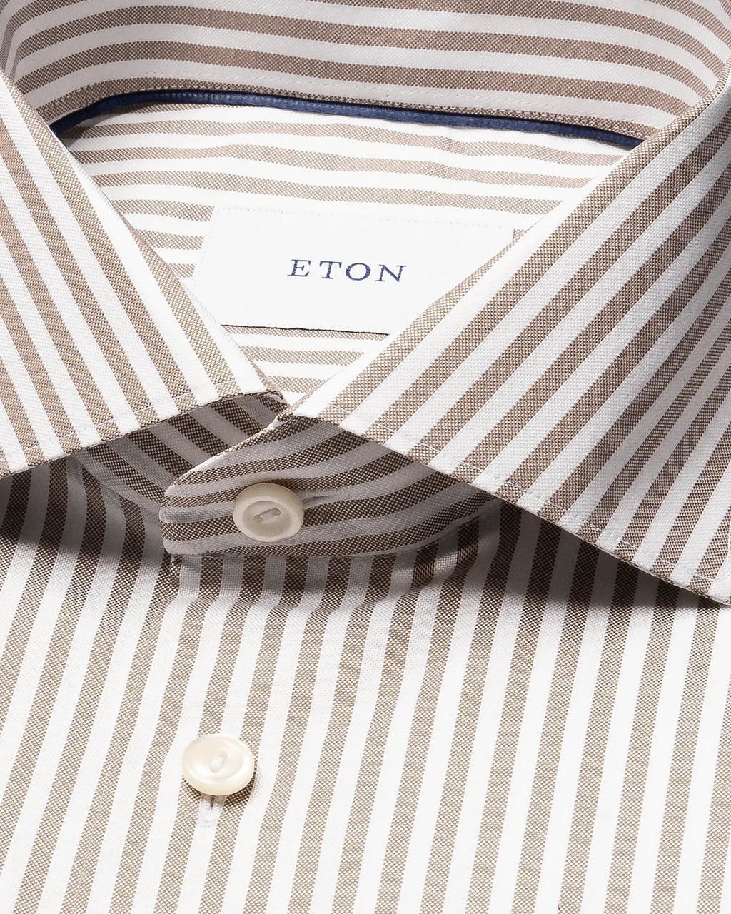 Eton Beige Striped Signature Oxford Shirt