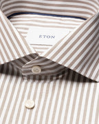 Eton Beige Striped Signature Oxford Shirt