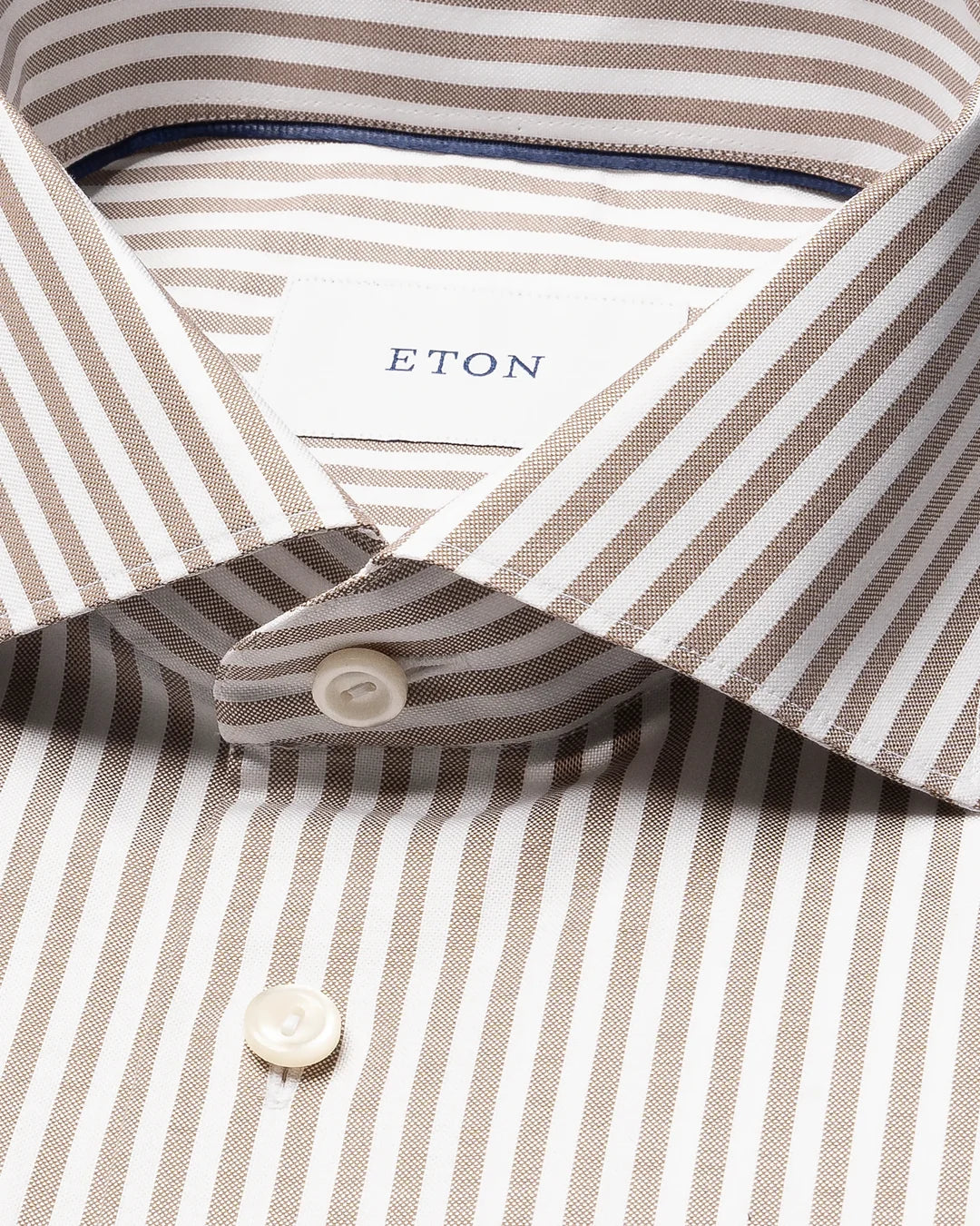 Eton Beige Striped Signature Oxford Shirt
