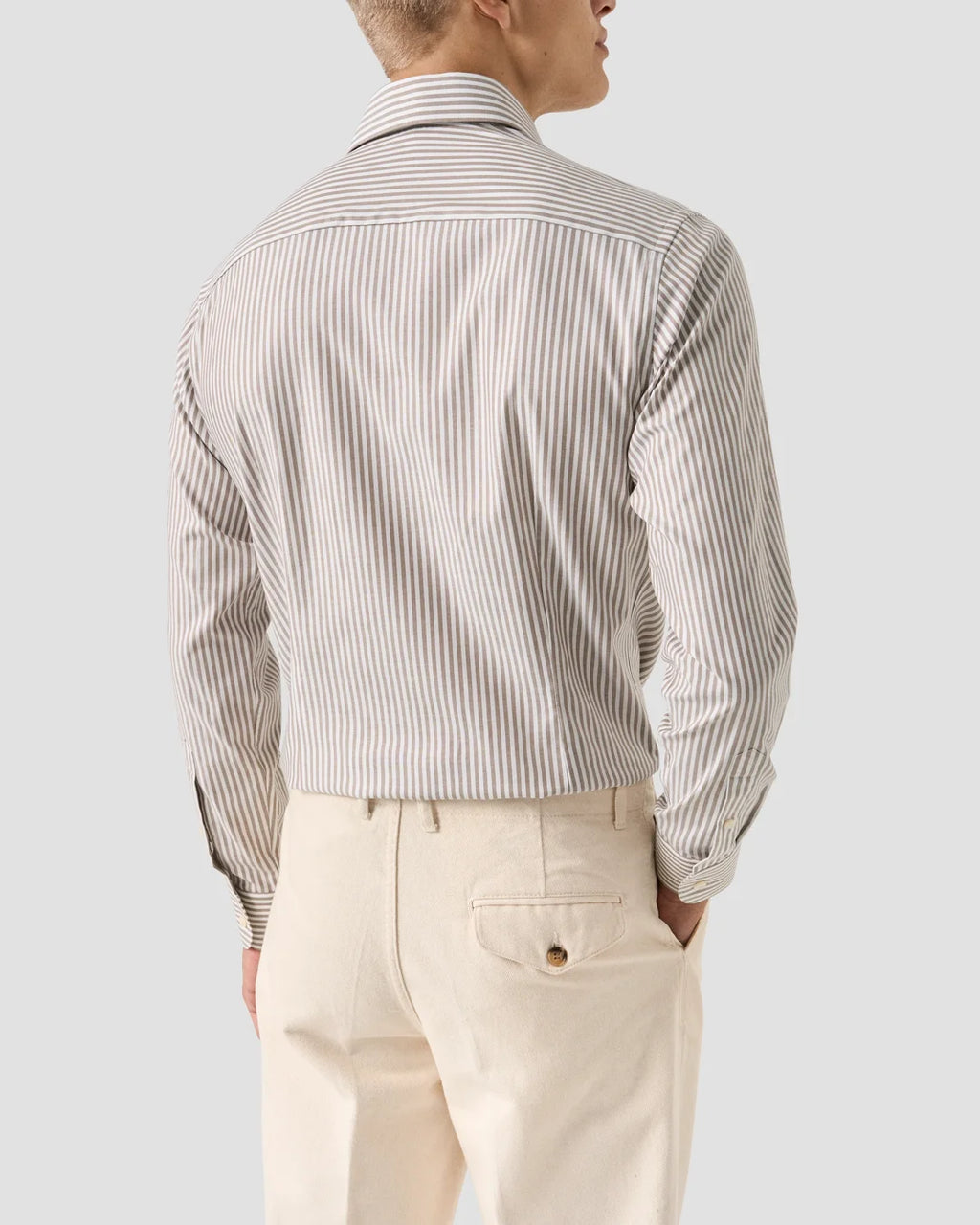 Eton Beige Striped Signature Oxford Shirt