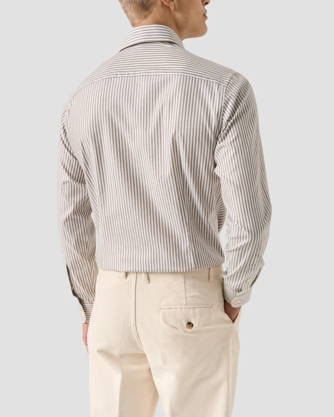 Eton Beige Striped Signature Oxford Shirt