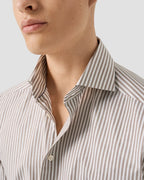 Eton Beige Striped Signature Oxford Shirt