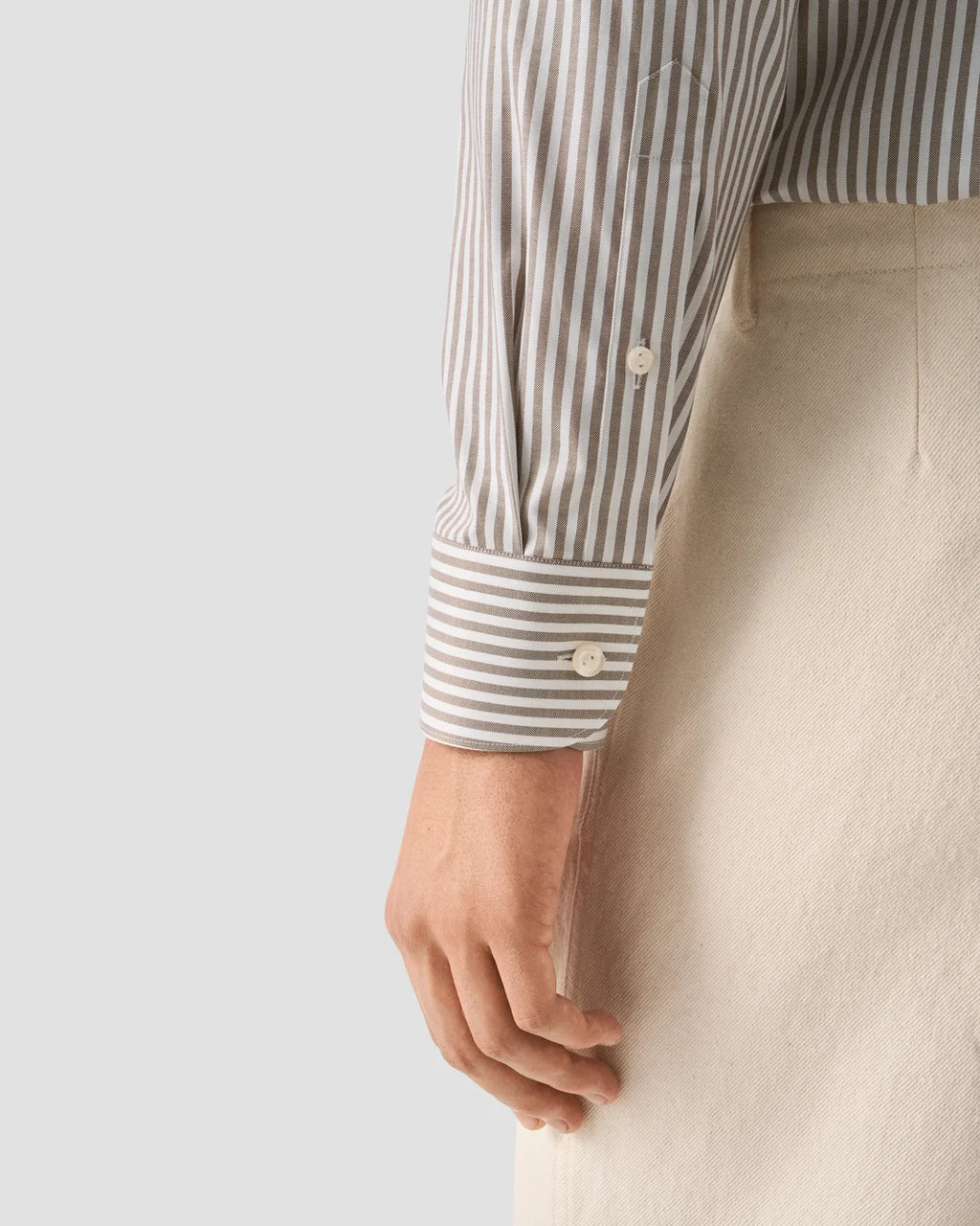 Eton Beige Striped Signature Oxford Shirt