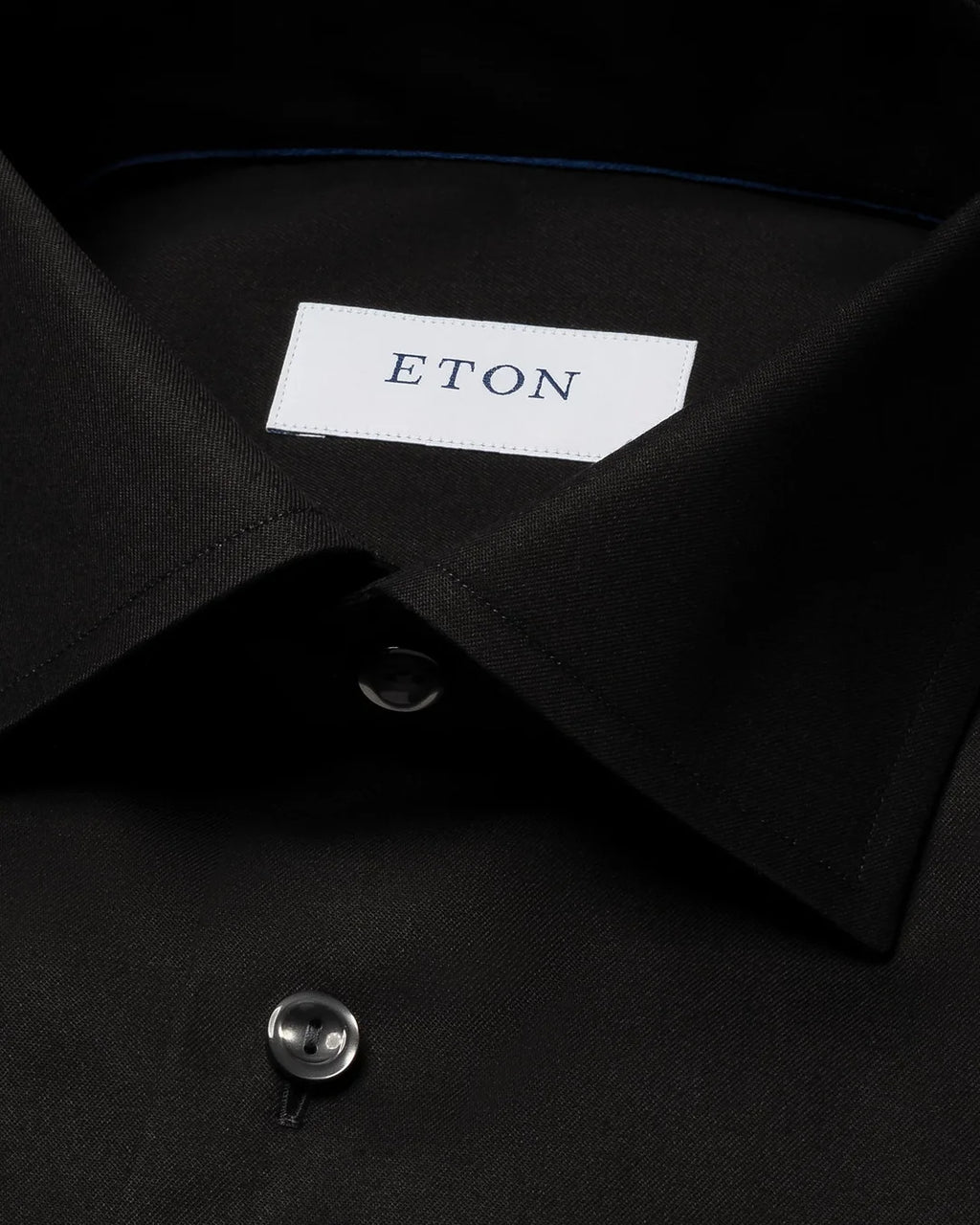 Eton Solid Black Signature Twill Shirt
