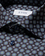 Eton Navy Medallion Print Signature Twill Shirt