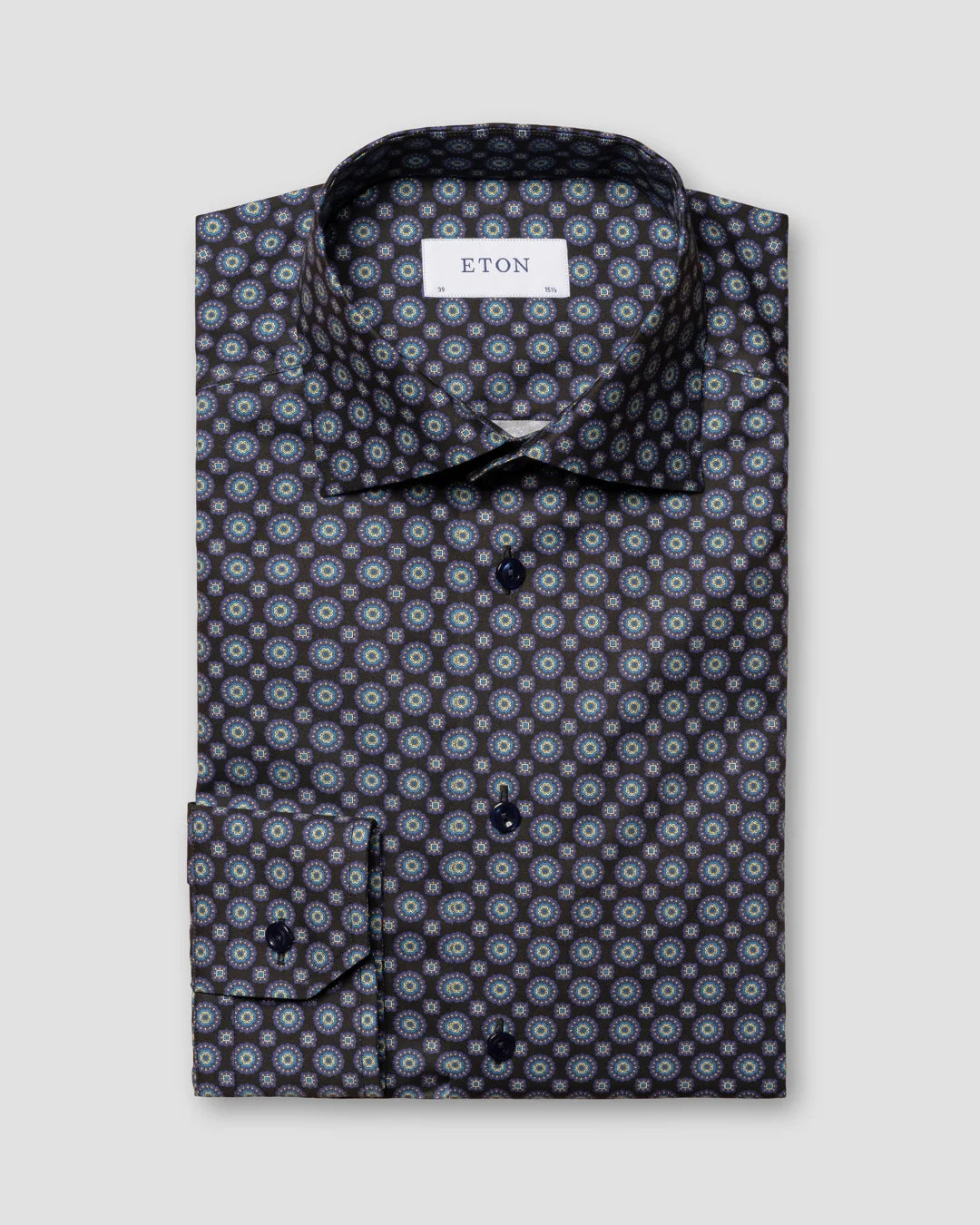 Eton Navy Medallion Print Signature Twill Shirt