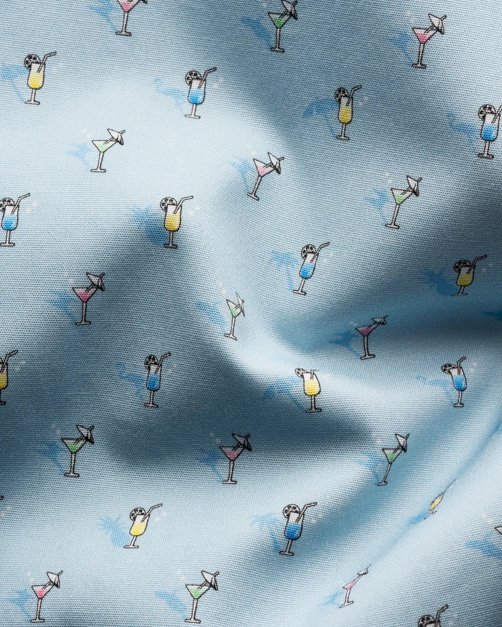 Eton Light Blue Cocktail Print Signature Poplin Shirt