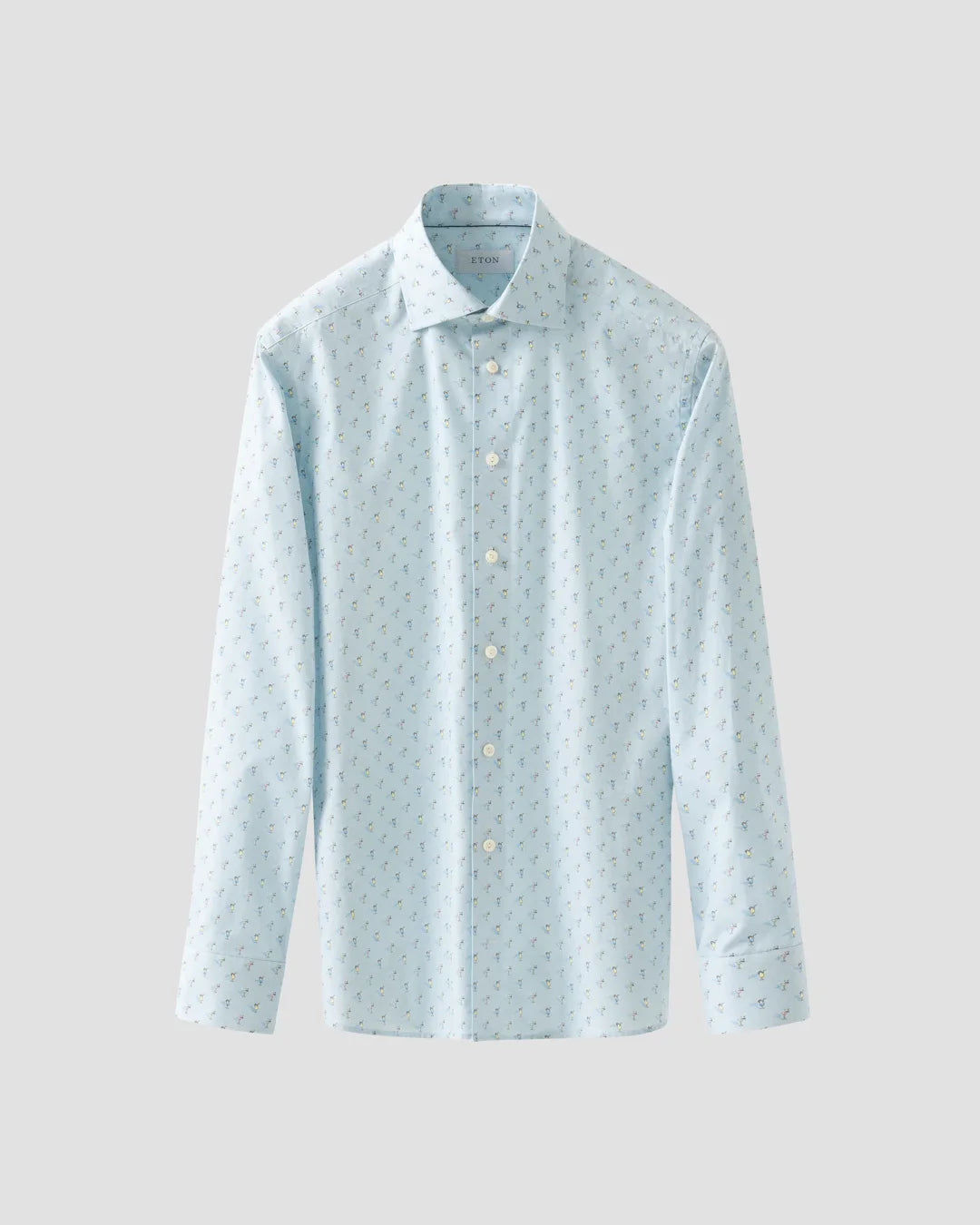 Eton Light Blue Cocktail Print Signature Poplin Shirt