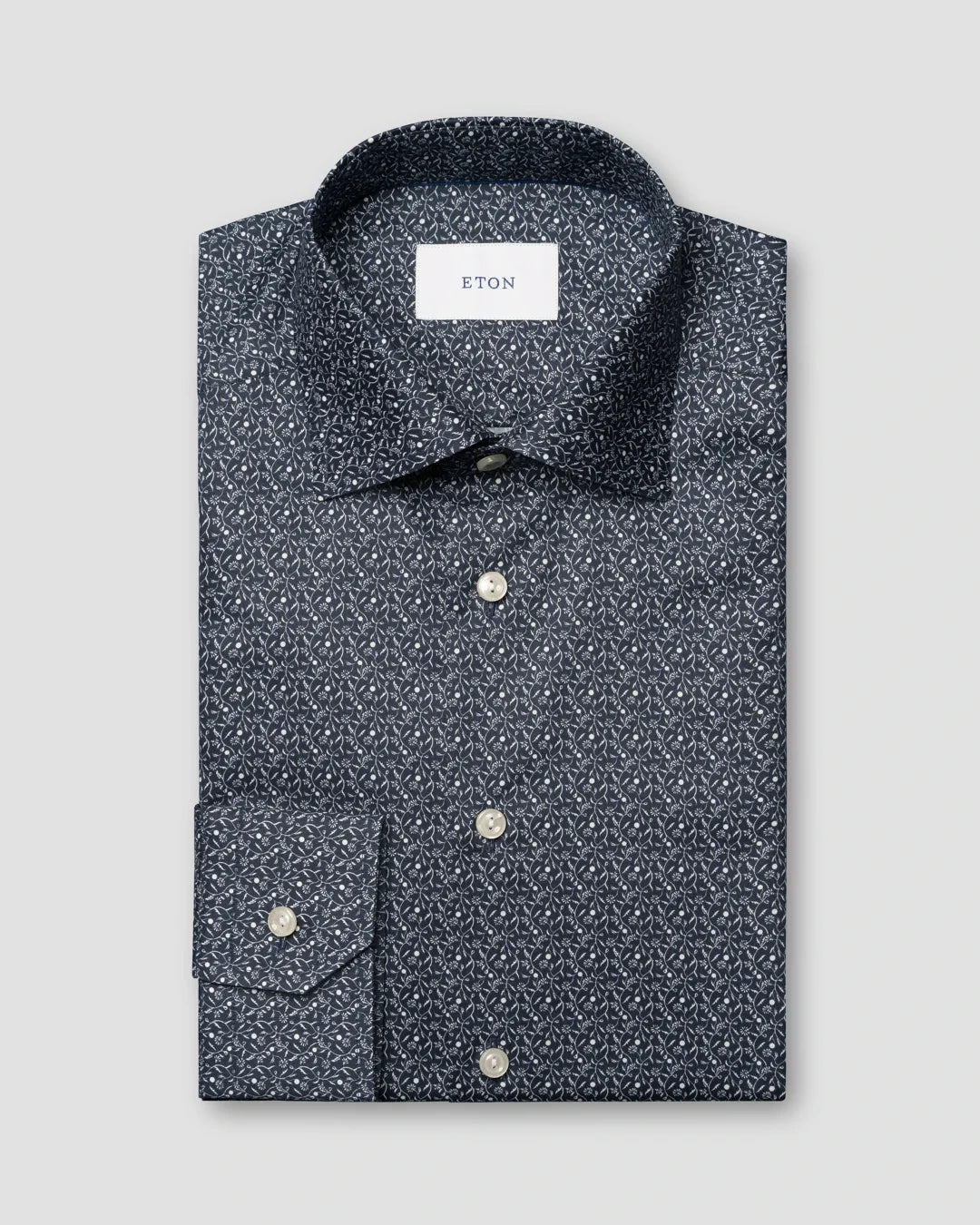 Eton Blue Floral Signature Twill Shirt