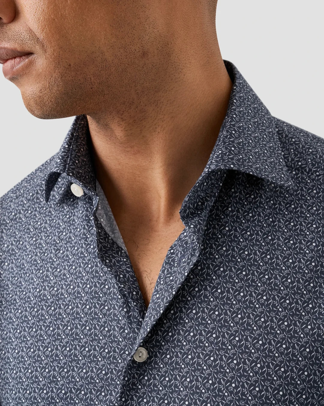 Eton Blue Floral Signature Twill Shirt
