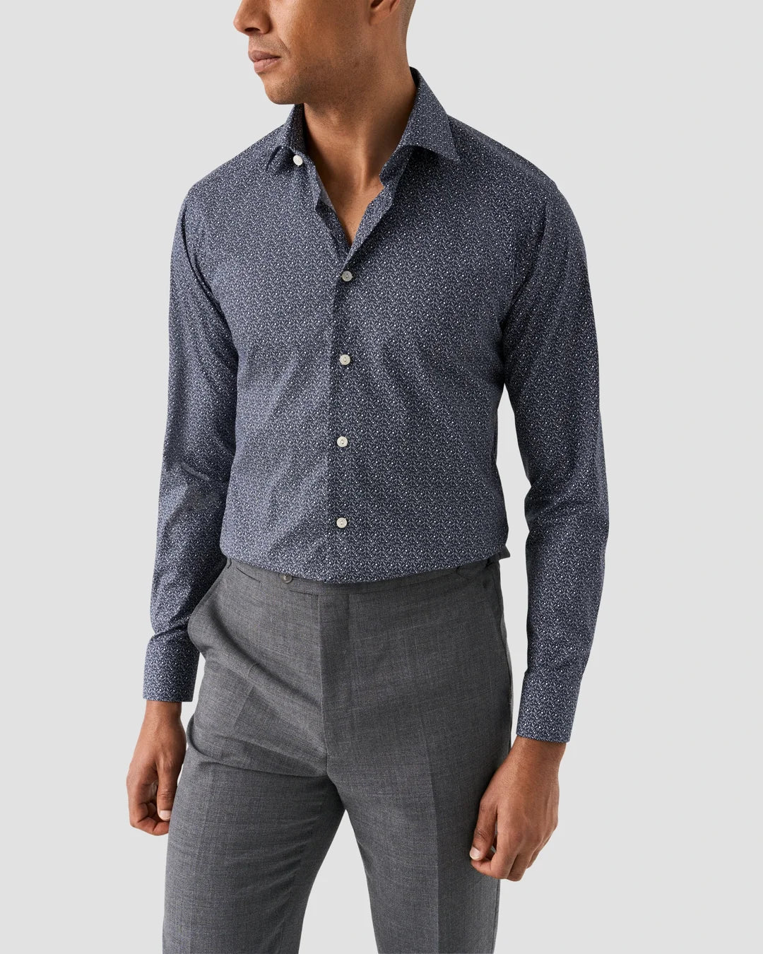 Eton Blue Floral Signature Twill Shirt