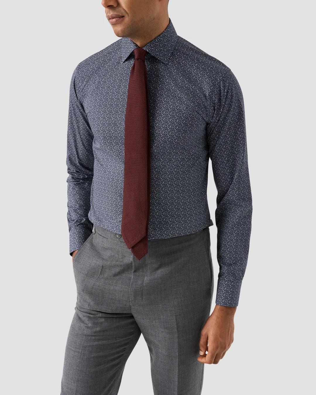 Eton Blue Floral Signature Twill Shirt