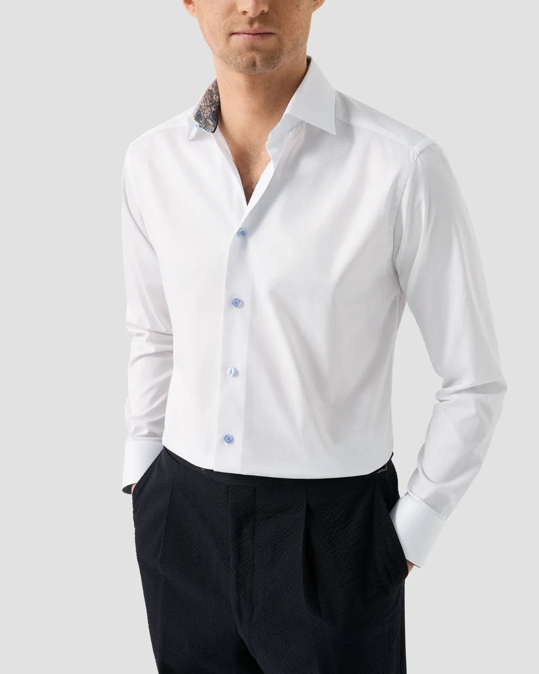 Eton Signature Twill Shirt with Floral Details