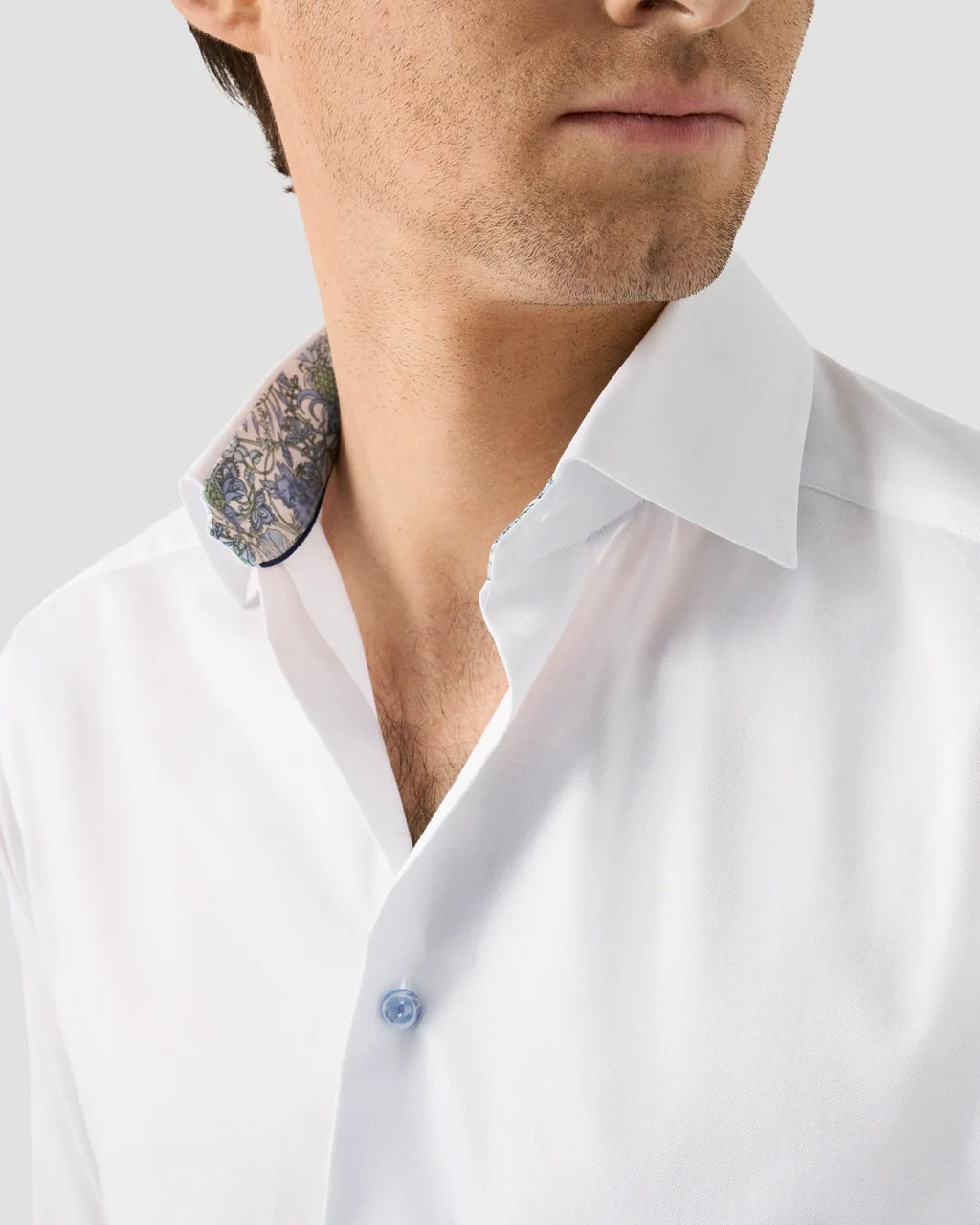 Eton Signature Twill Shirt with Floral Details
