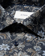 Eton Navy Floral Print Signature Twill Shirt