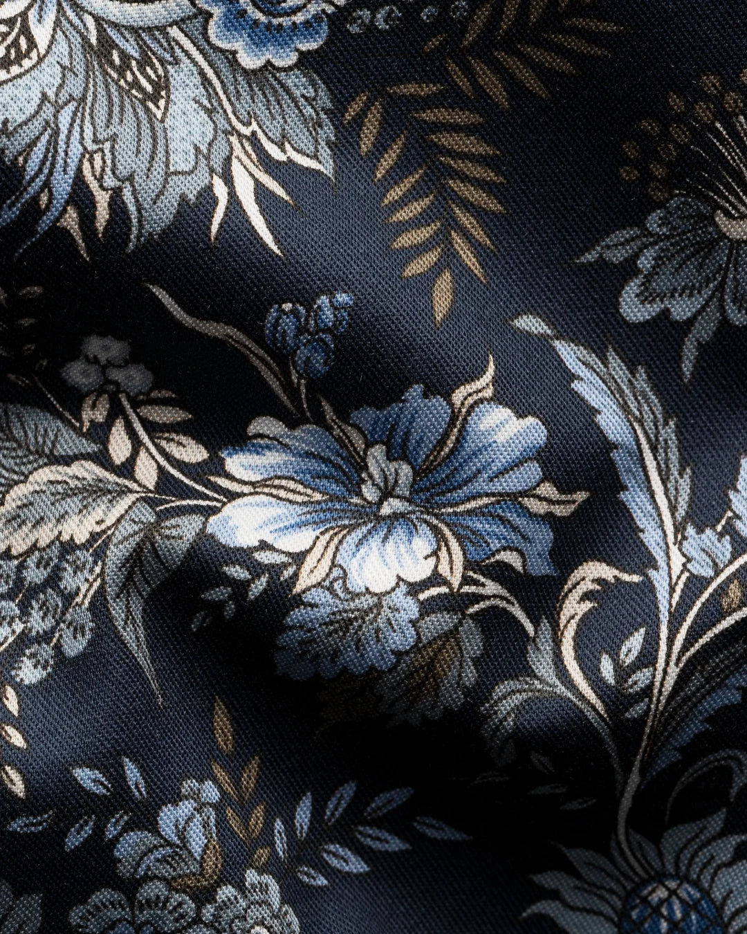 Eton Navy Floral Print Signature Twill Shirt