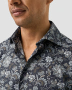Eton Navy Floral Print Signature Twill Shirt