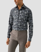 Eton Navy Floral Print Signature Twill Shirt