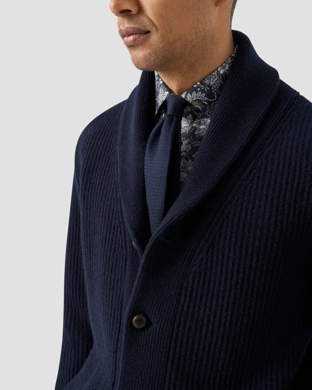 Eton Navy Floral Print Signature Twill Shirt
