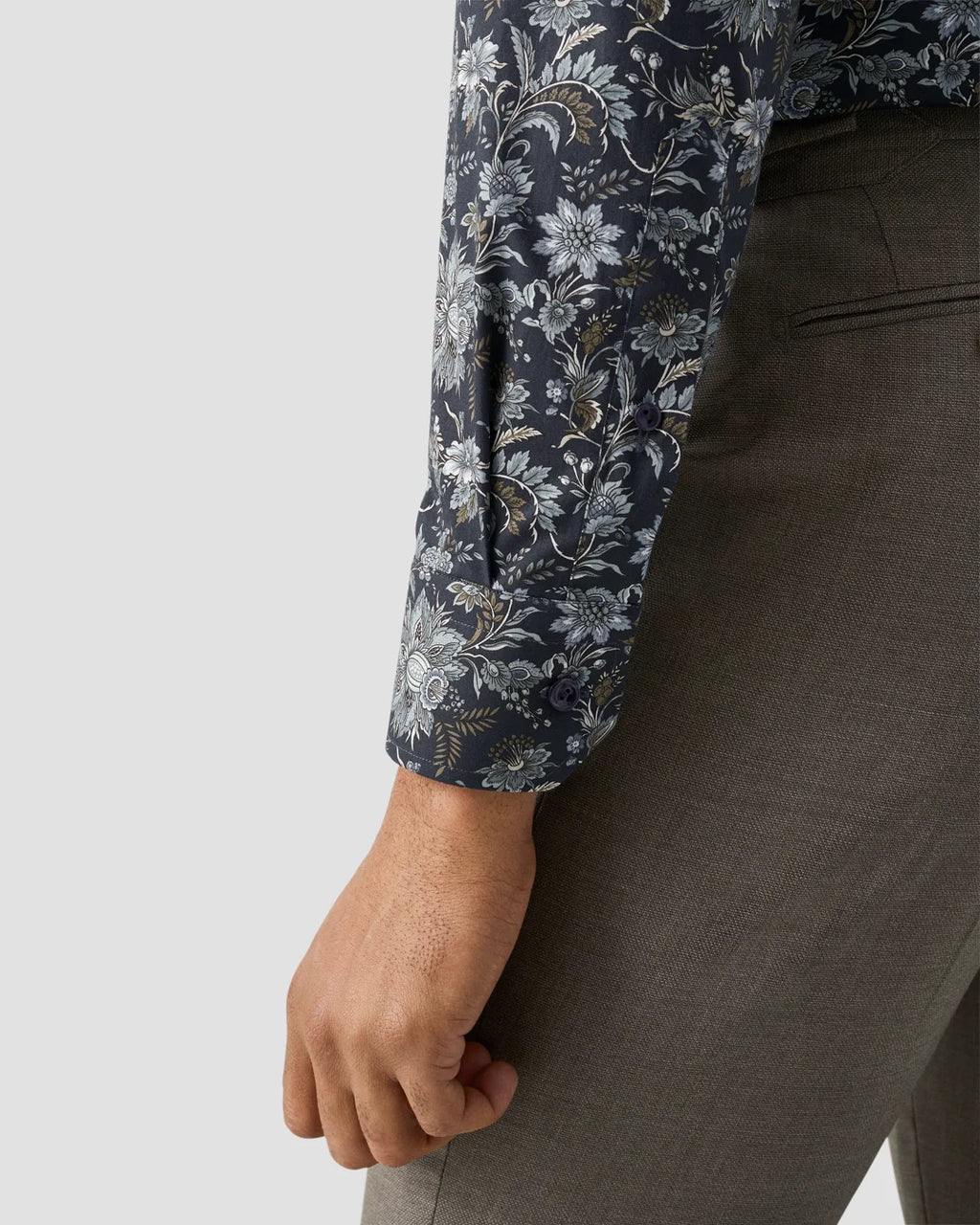 Eton Navy Floral Print Signature Twill Shirt