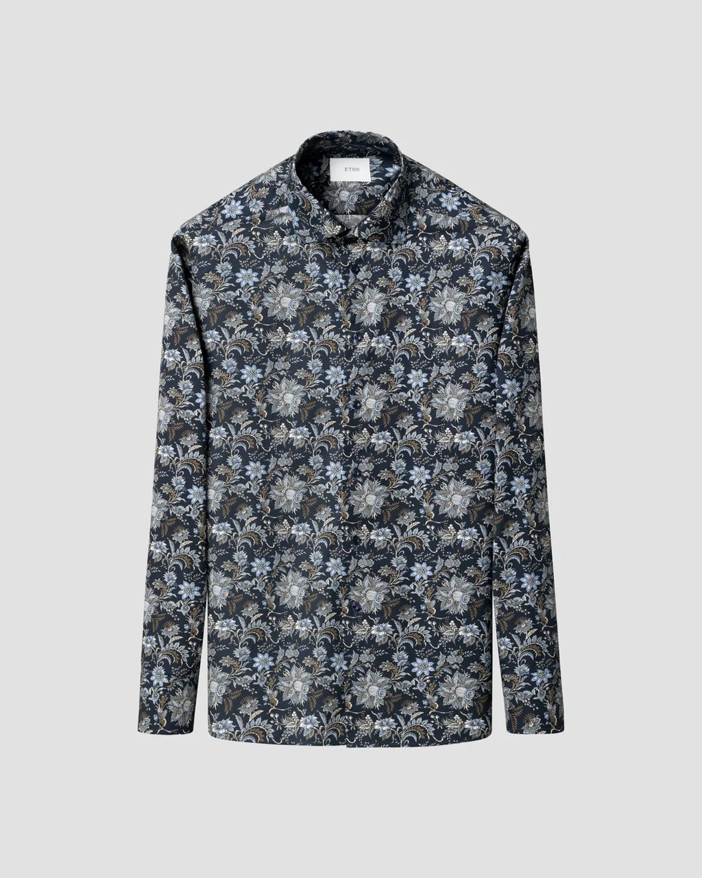 Eton Navy Floral Print Signature Twill Shirt