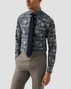 Eton Navy Floral Print Signature Twill Shirt