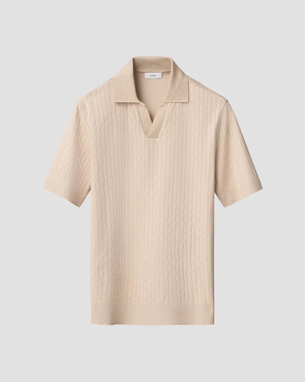 Eton Open Collar Brown Jacquard Polo Shirt