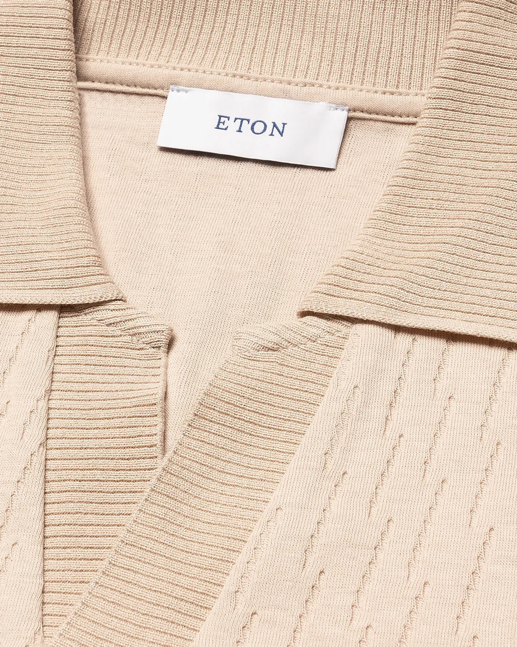 Eton Open Collar Brown Jacquard Polo Shirt