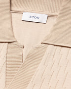 Eton Open Collar Brown Jacquard Polo Shirt