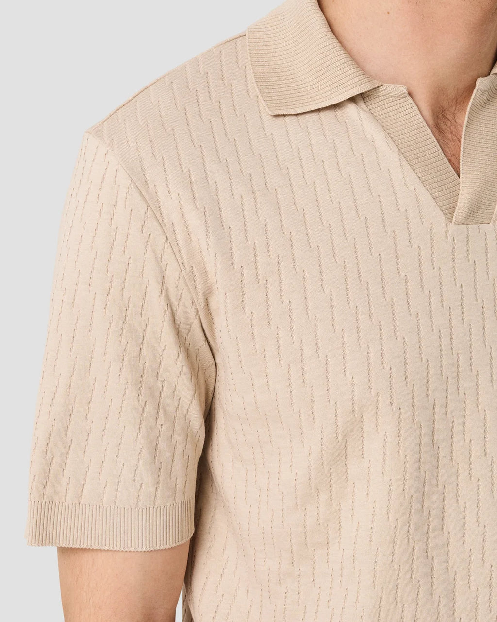 Eton Open Collar Brown Jacquard Polo Shirt