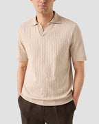 Eton Open Collar Brown Jacquard Polo Shirt