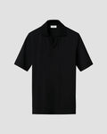 Eton Open Collar Black Jacquard Polo Shirt