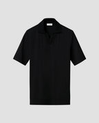 Eton Open Collar Black Jacquard Polo Shirt