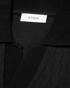Eton Open Collar Black Jacquard Polo Shirt