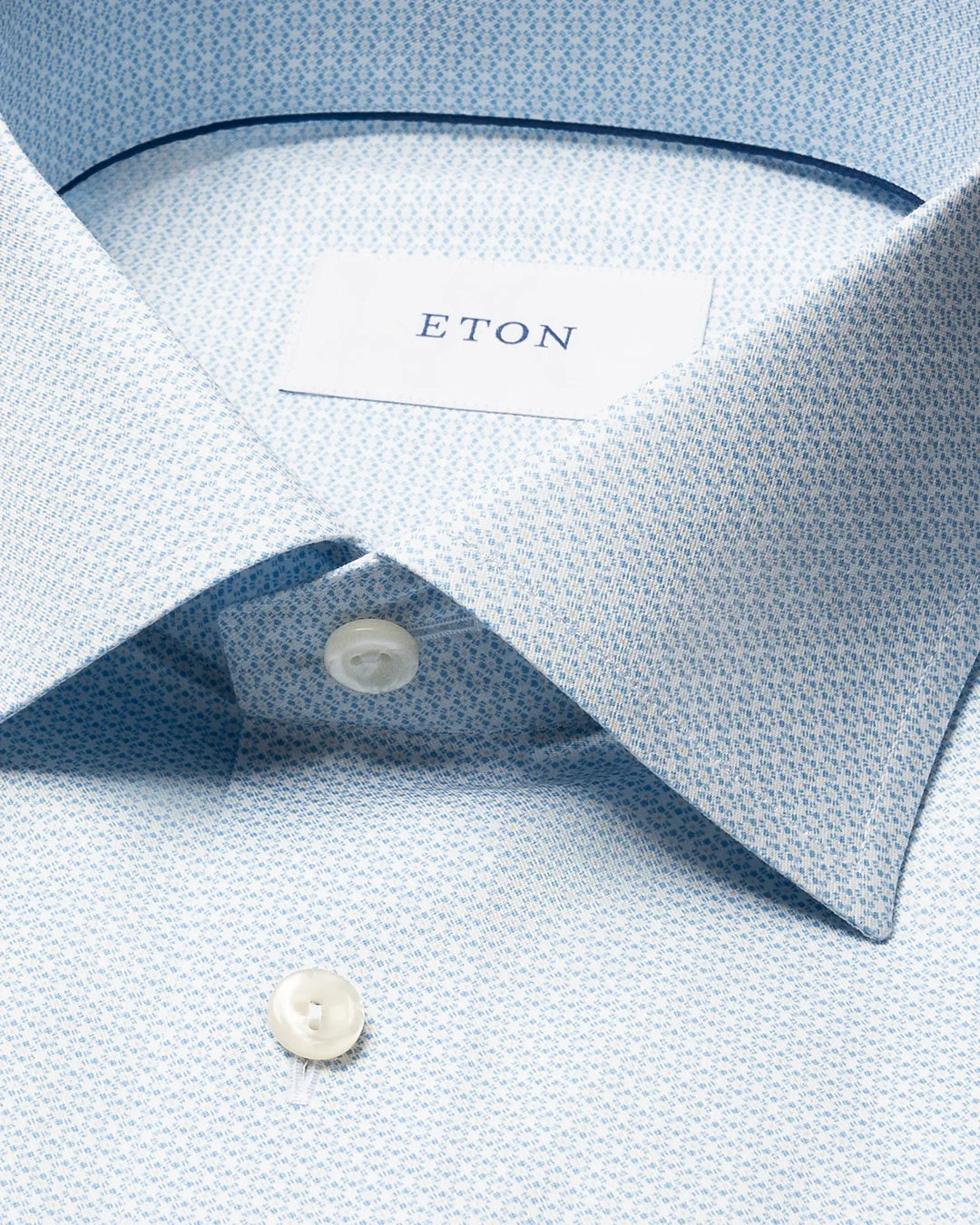 Eton Blue Geometric Print Signature Twill Shirt