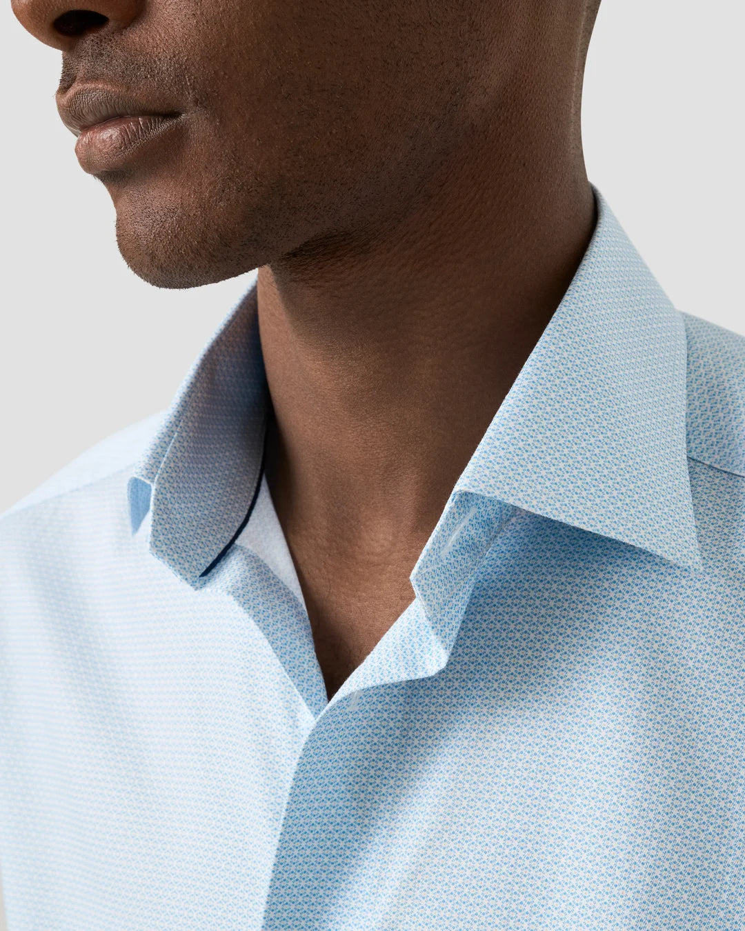 Eton Blue Geometric Print Signature Twill Shirt