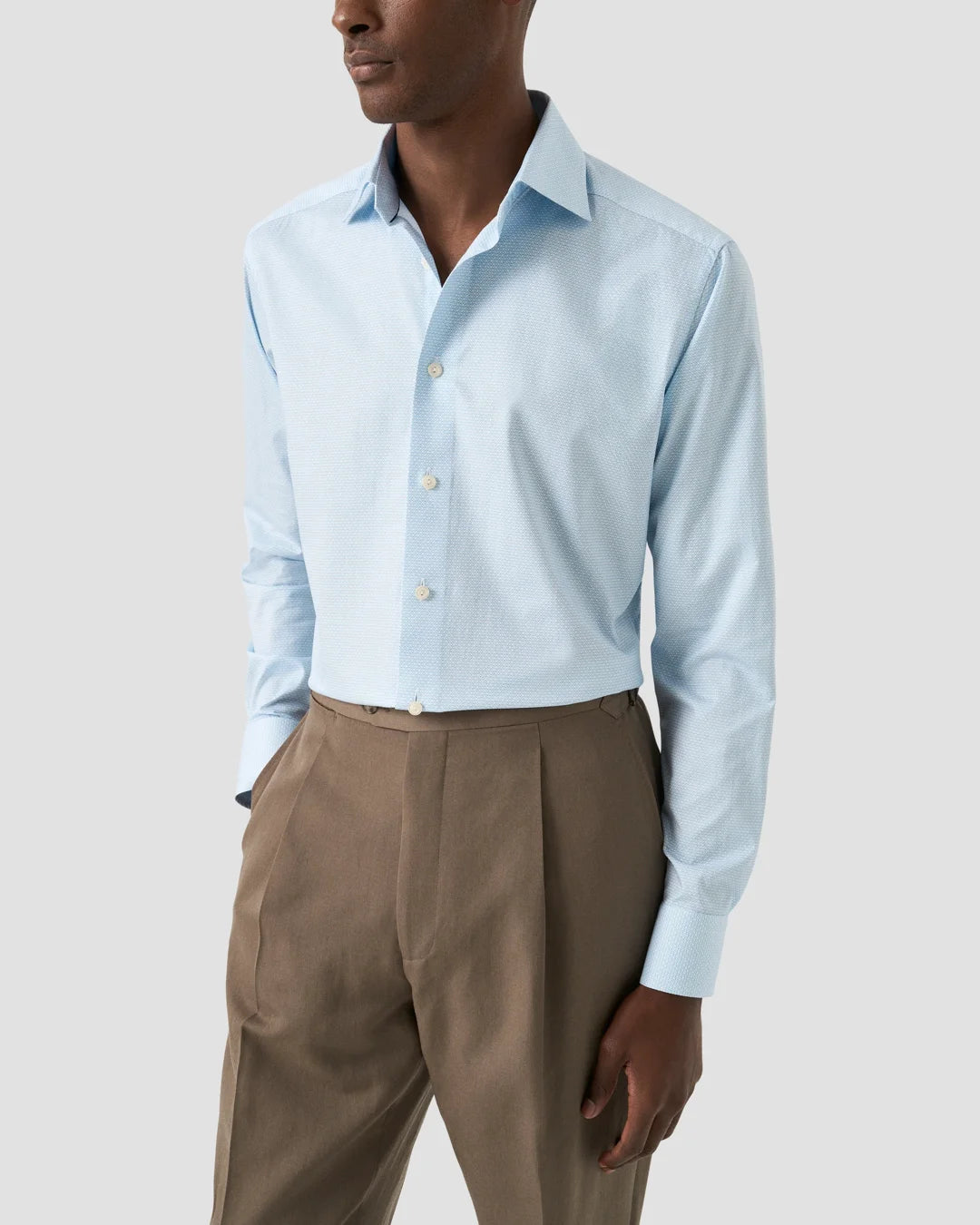 Eton Blue Geometric Print Signature Twill Shirt