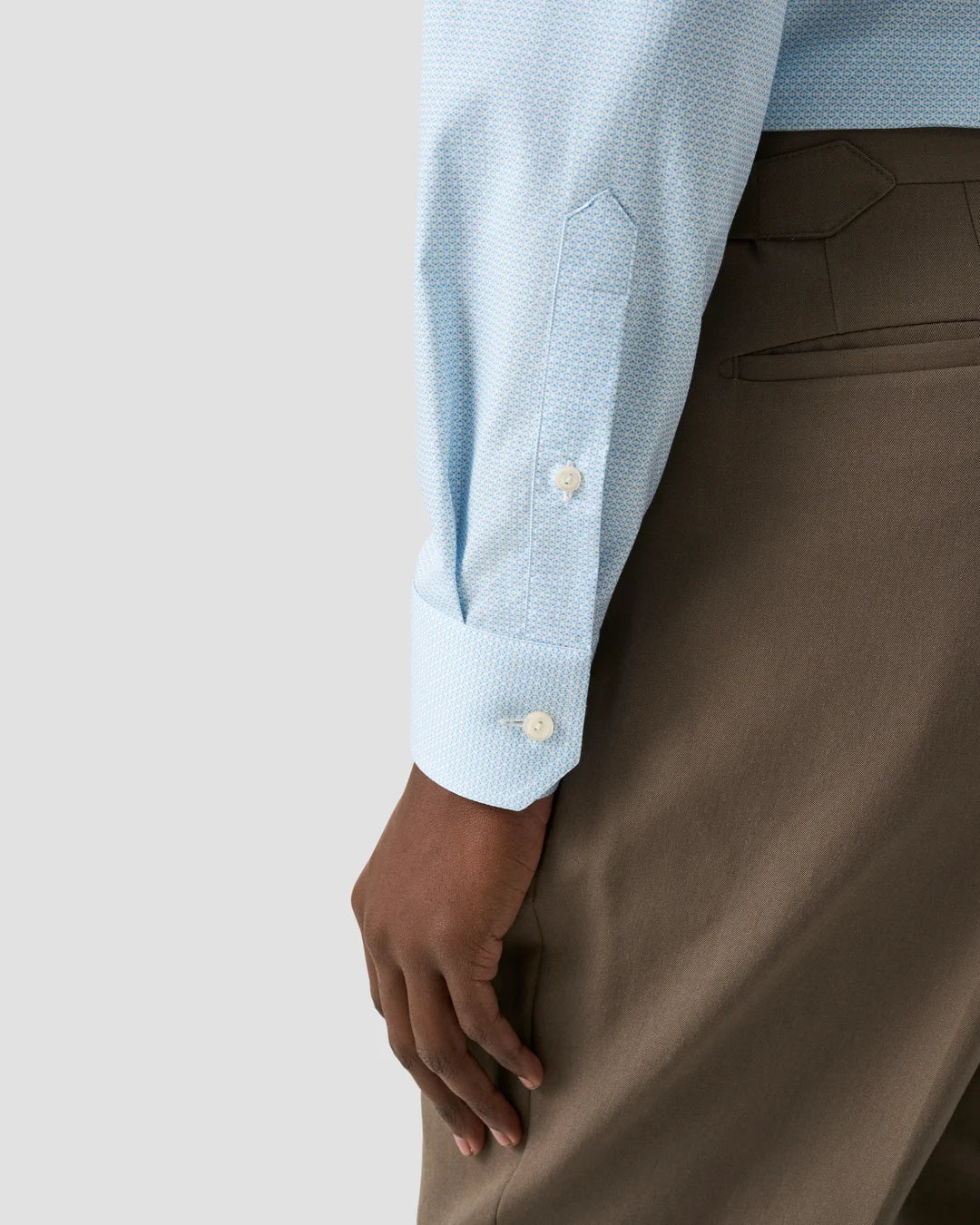 Eton Blue Geometric Print Signature Twill Shirt
