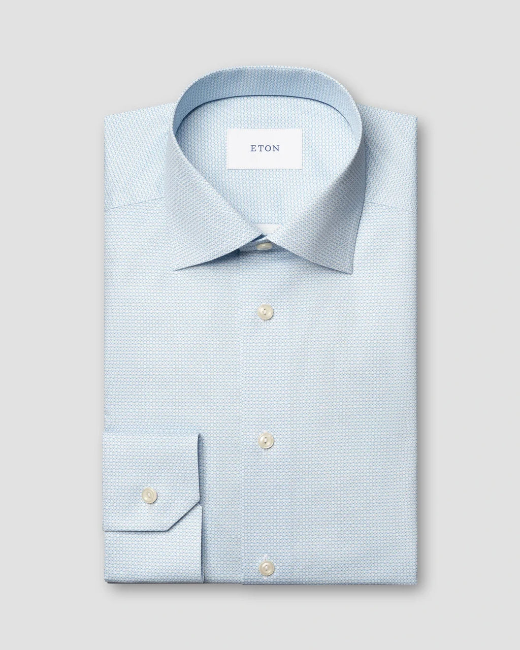 Eton Blue Geometric Print Signature Twill Shirt