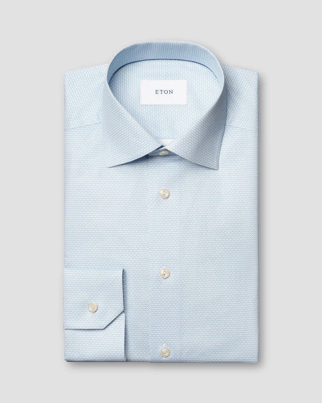Eton Blue Geometric Print Signature Twill Shirt
