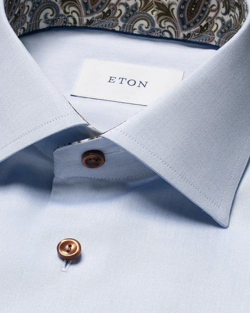 Eton Paisley Effect Light Blue Signature Twill Shirt