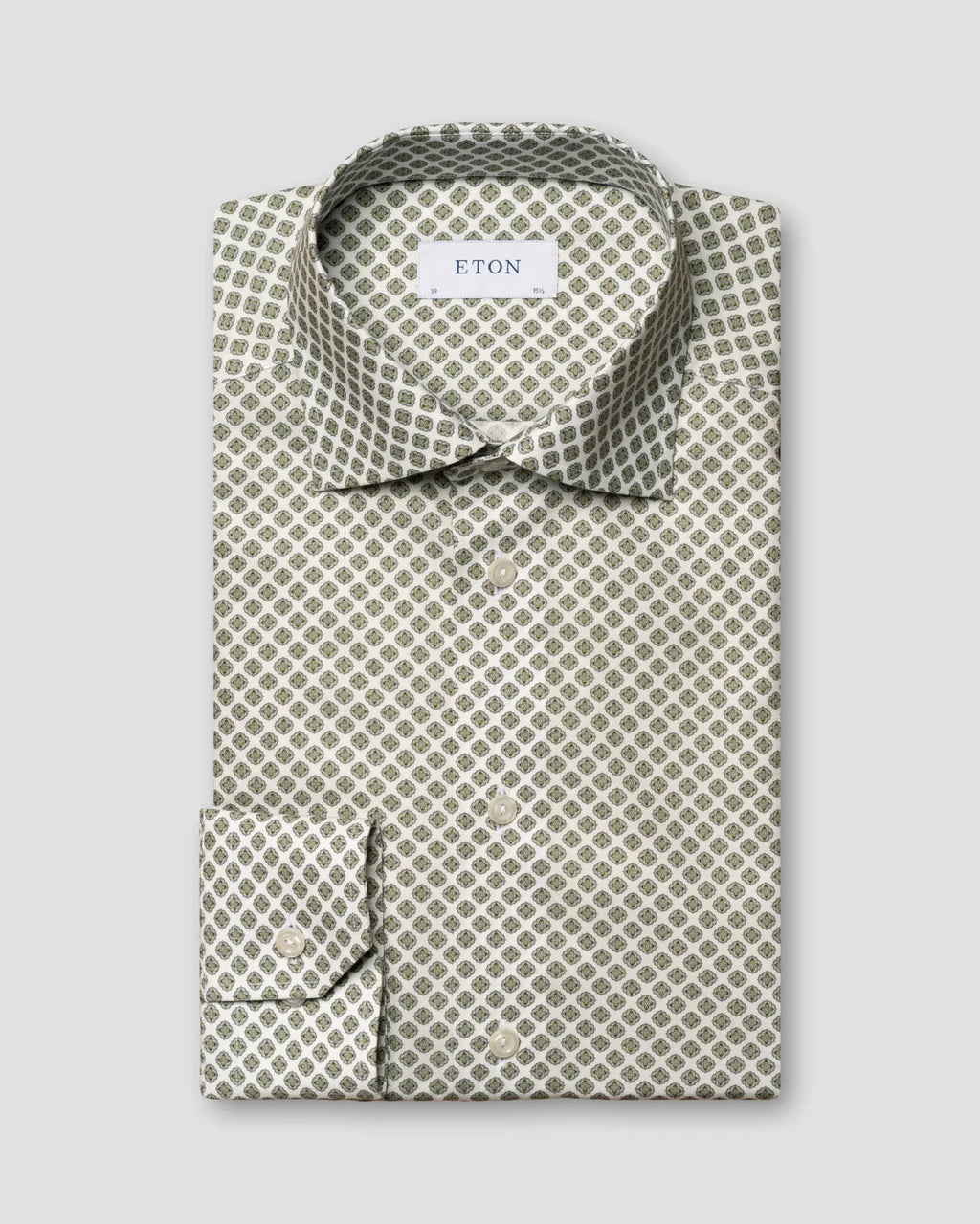 Eton Green Medallion Print Cotton & TENCEL™ Lyocell Shirt