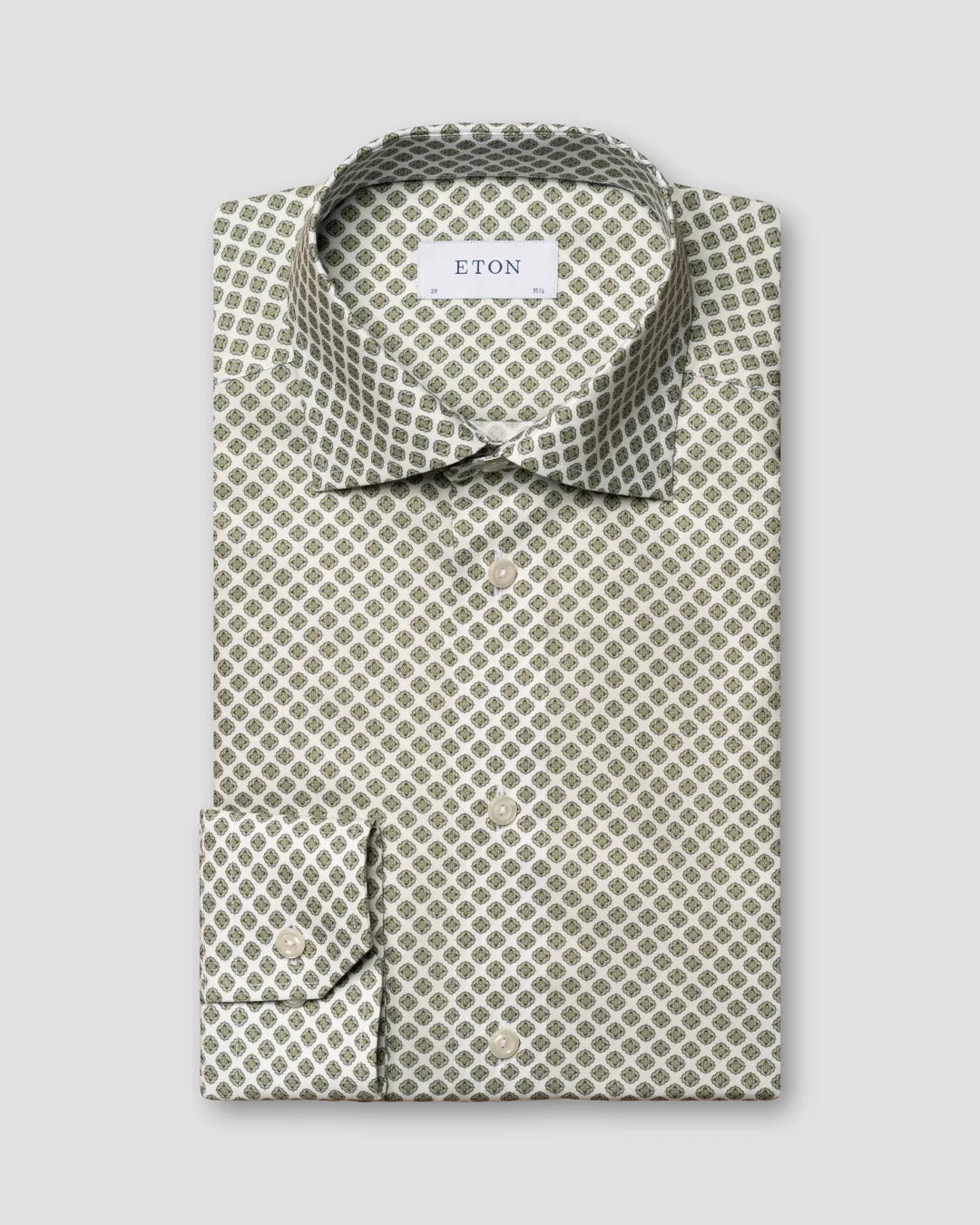 Eton Green Medallion Print Cotton & TENCEL™ Lyocell Shirt