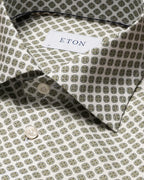 Eton Green Medallion Print Cotton & TENCEL™ Lyocell Shirt
