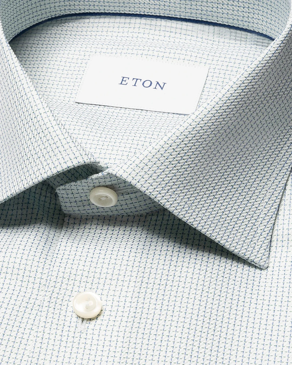 Eton Light Green Semi Solid Signature Twill Shirt