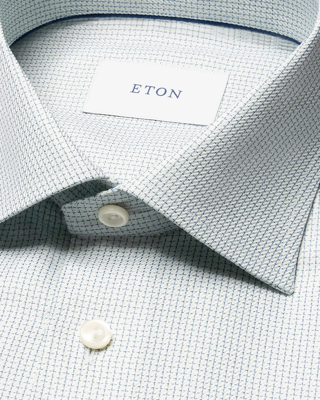 Eton Light Green Semi Solid Signature Twill Shirt