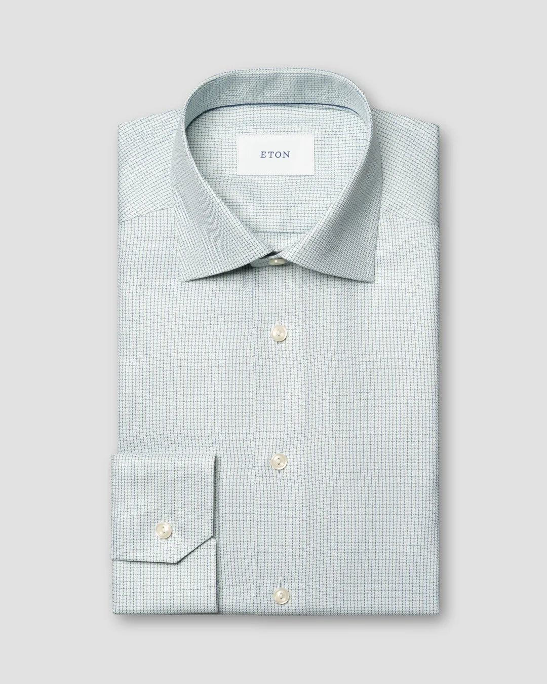 Eton Light Green Semi Solid Signature Twill Shirt