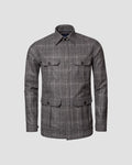 Eton Mid Gray Check Wool-Cashmere Flannel Overshirt