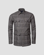 Eton Mid Gray Check Wool-Cashmere Flannel Overshirt